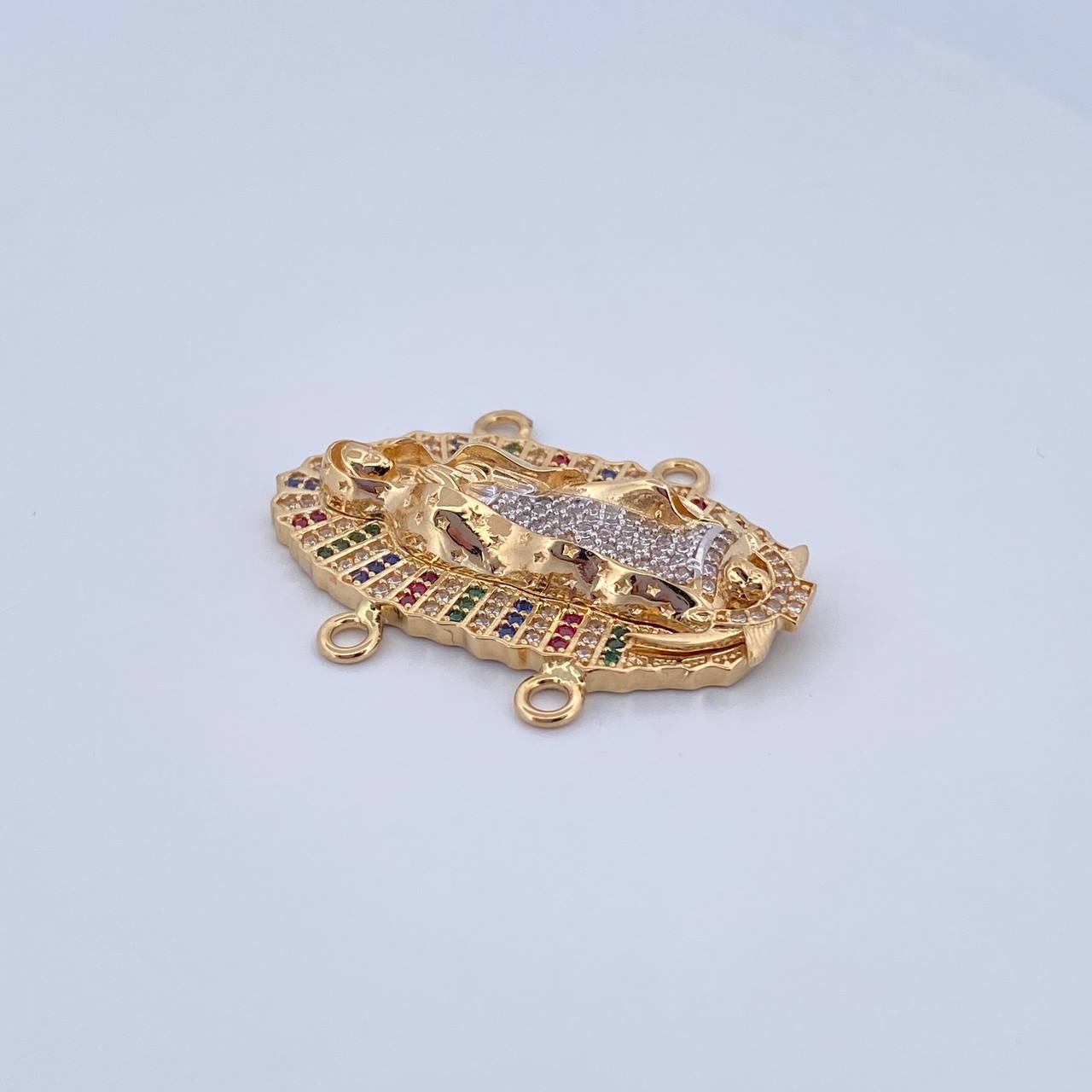 Herraje Virgen Guadalupe 8.8gr / 3.5cm / Circones De Colores Dos Oros Amarillo Blanco 18K &
