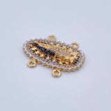Herraje Virgen Guadalupe 5.8gr / 2.8cm / Circones Negros Blancos Tres Oros 18K &