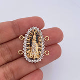 Herraje Virgen Guadalupe 5.8gr / 2.8cm / Circones Negros Blancos Tres Oros 18K &