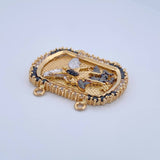 Herraje Placa San Miguel Arcangel 16.15gr / 3.6cm / Circones Negros Blancos Tres Oros 18K &