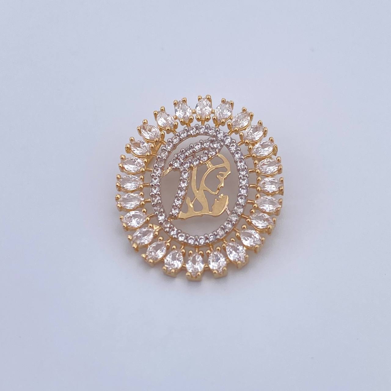 Charm Virgin Mary 2.8gr / 2.4cm / White Zircons Two Yellow White Gold 18K &