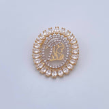 Charm Virgin Mary 2.8gr / 2.4cm / White Zircons Two Yellow White Gold 18K &