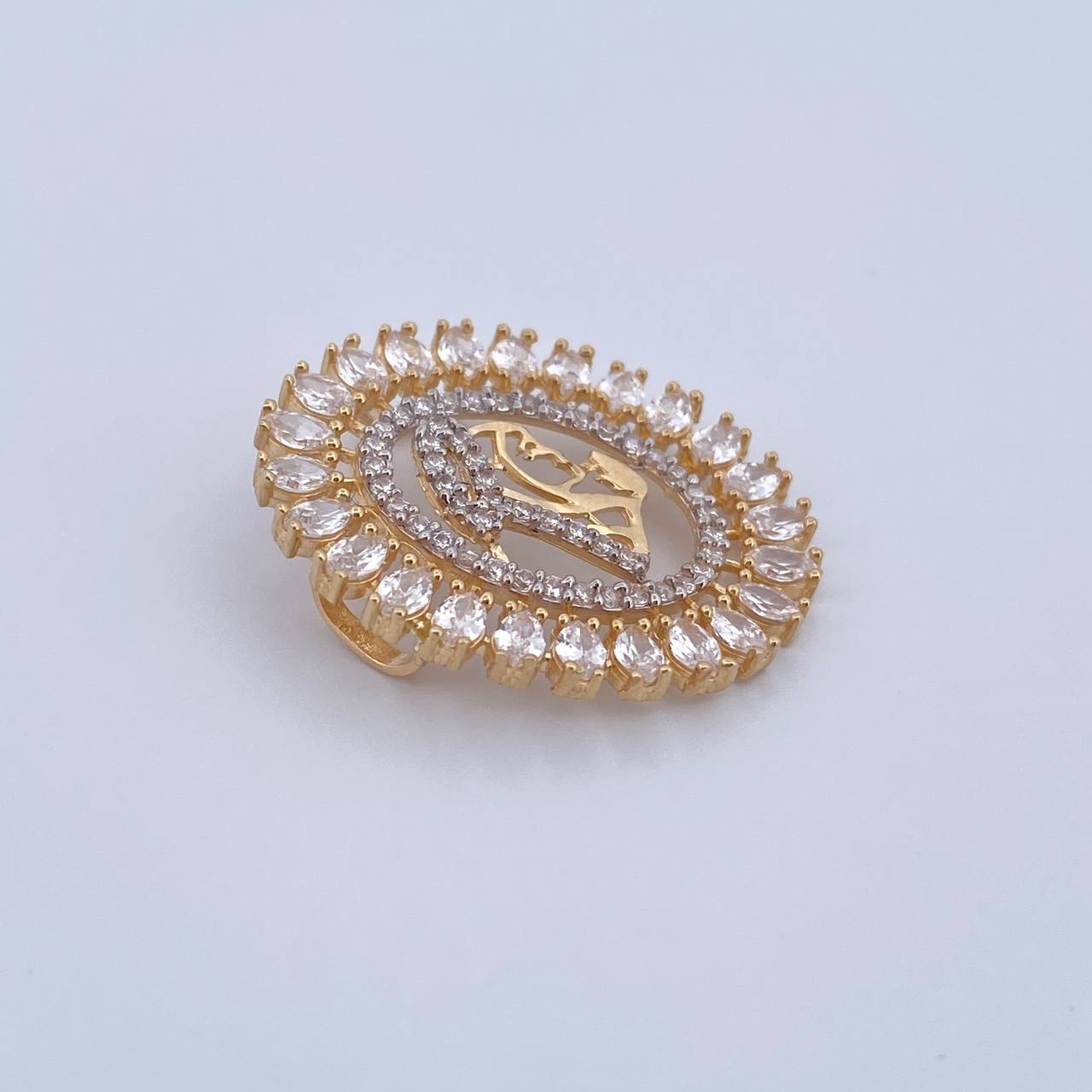 Charm Virgin Mary 2.8gr / 2.4cm / White Zircons Two Yellow White Gold 18K &
