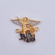Herraje San Miguel Arcangel 5.25gr / 2.3cm / Circones Blancos Tres Oros 18K &