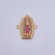 Charm Virgen Guadalupe 2.9gr / 2.3cm / Fuchsia Blue White Zircons 18K Yellow Gold &
