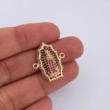 Herraje Virgen Guadalupe 2.85gr / 2.3cm / Circones Fucsias Verdes Blancos Oro Amarillo 18K &
