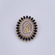 Pendant Virgin Mary 2.8gr / 0.9in / Black White Zircons Two Tone Yellow White 18K &
