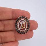 Pendant Virgin Mary 2.8gr / 0.9in / Black White Zircons Two Tone Yellow White 18K &