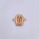 Charm Virgen Guadalupe 1.1gr / 1.4cm / Fuchsia Blue White Zircons 18K Yellow Gold &