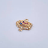 Charm Virgen Guadalupe 1.1gr / 1.4cm / Fuchsia Blue White Zircons 18K Yellow Gold &