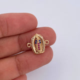 Charm Virgen Guadalupe 1.1gr / 1.4cm / Fuchsia Blue White Zircons 18K Yellow Gold &