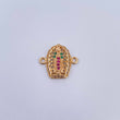 Charm Virgen Guadalupe 1.15gr / 1.4cm / Fuchsia Green White Zircons 18K Yellow Gold &