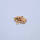Charm Virgen Guadalupe 1.15gr / 1.4cm / Fuchsia Green White Zircons 18K Yellow Gold &