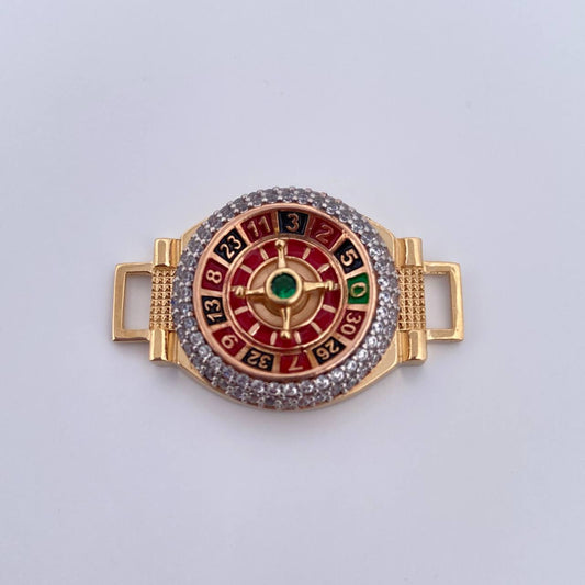 Herraje Ruleta 8.85gr / 3.4cm / Circones Verde Blancos Tres Oros 18K $