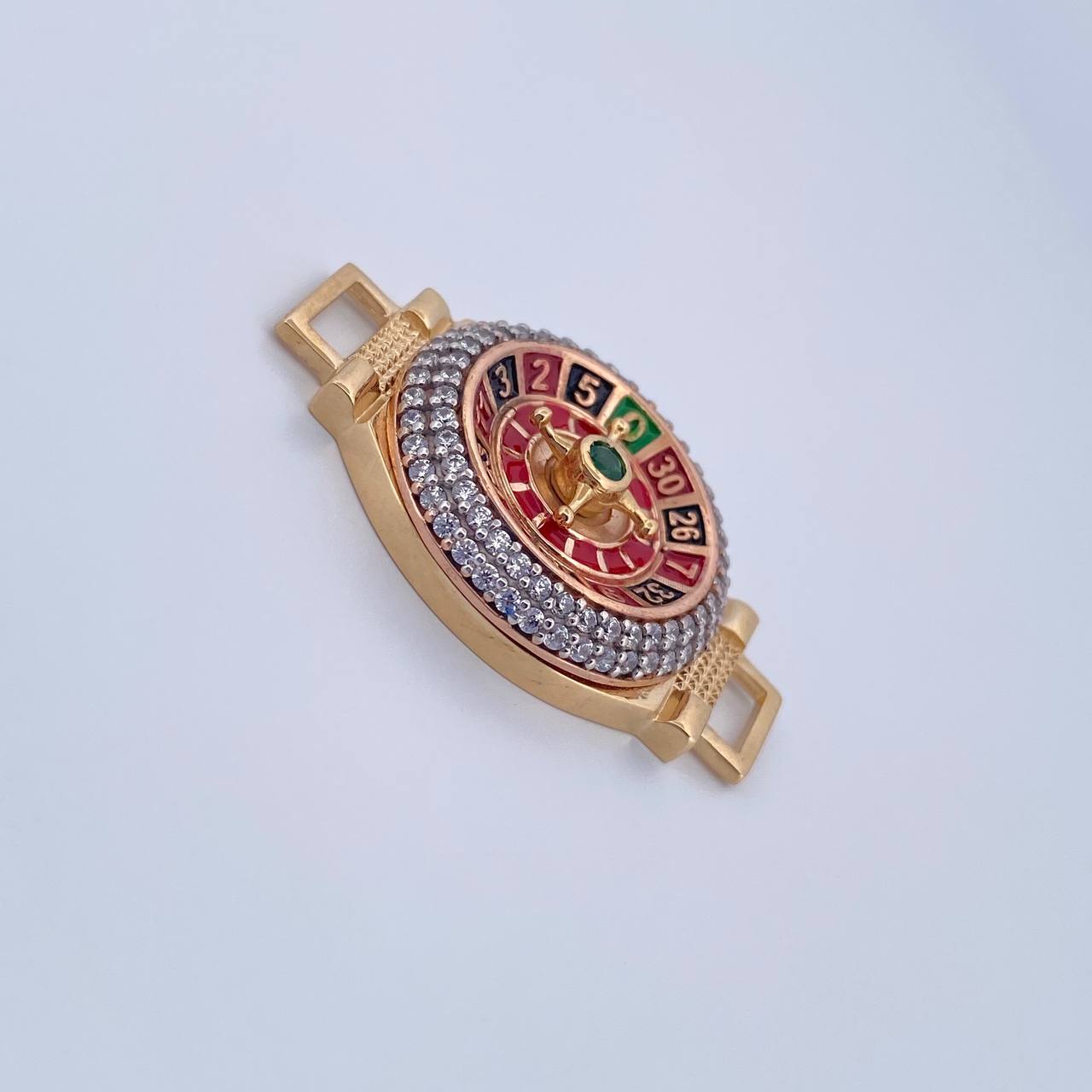 Charm Roulette 8.85gr / 3.4cm / White Green Zircons Three 18K Gold $