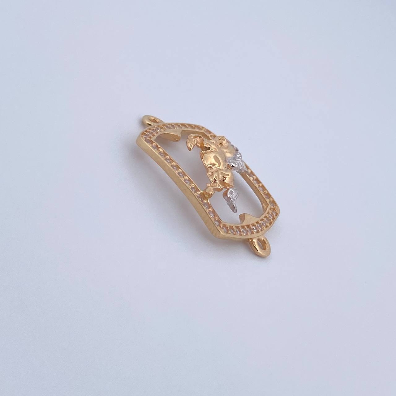 Herraje Caballo 2gr / 2.5cm / Circones Blancos Dos Oros Amarillo Blanco 18K &