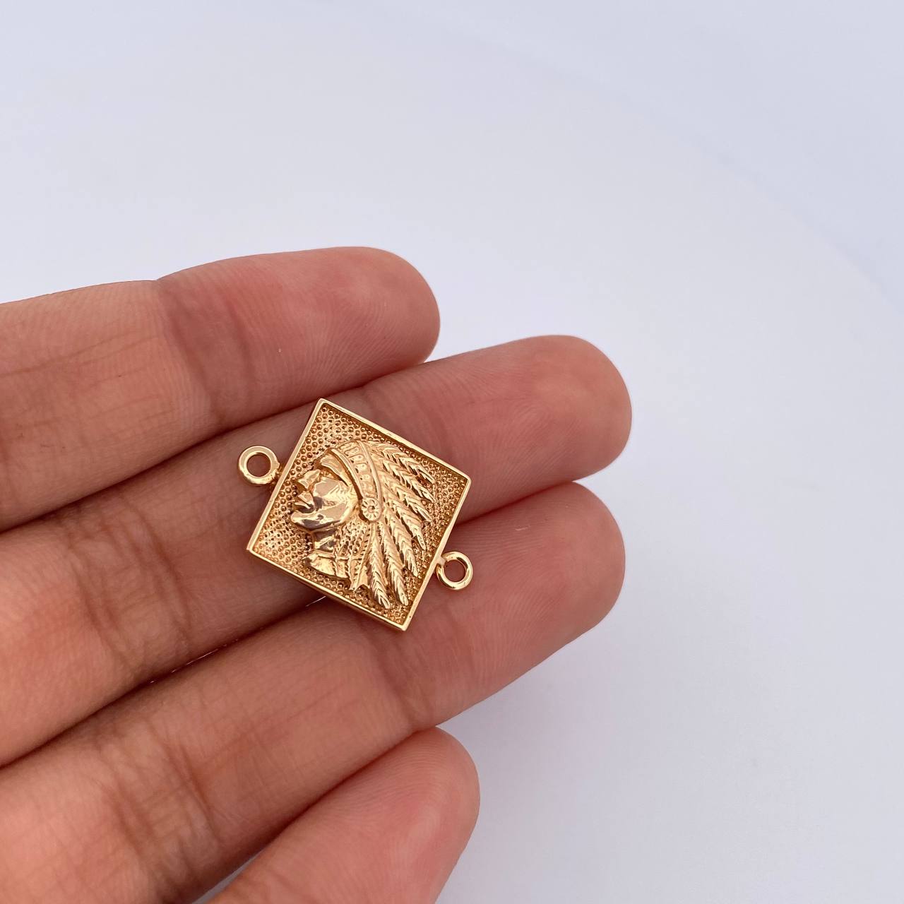 Charm Indio Plate 4.05gr / 2.2cm / Dotted 18K Yellow Gold &