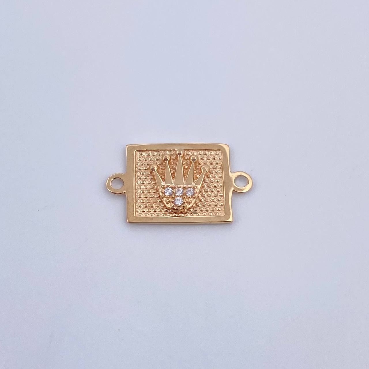 Charm Crown RX 1.15gr / 1.7cm / White Zircons 18K Yellow Gold &