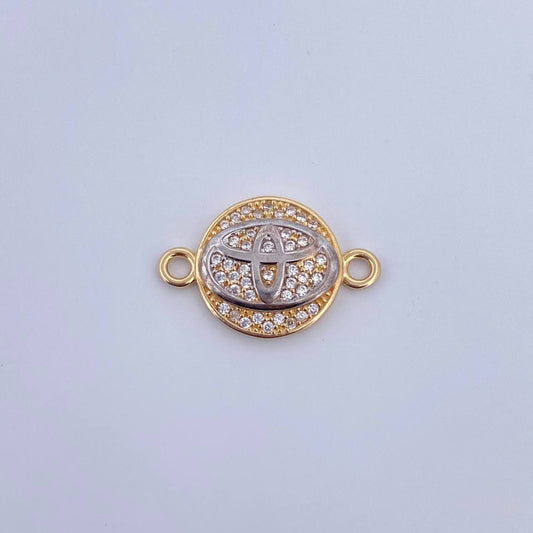 Charm Emblem TY 2gr / 2cm / White Zircons Two 18K Yellow White Golds &