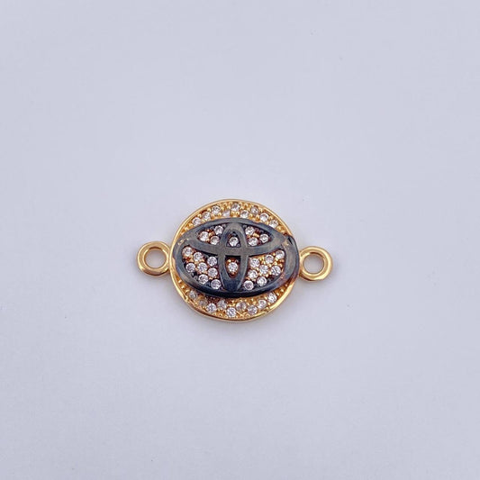 Charm Emblem TY 2.2gr / 2cm / White Zircons Two Golds Black Yellow 18K &