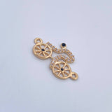 Charm Bicycle 0.95gr / 2cm / Black White Zircons 18K Yellow Gold &