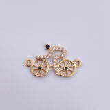Charm Bicycle 0.95gr / 2cm / Black White Zircons 18K Yellow Gold &