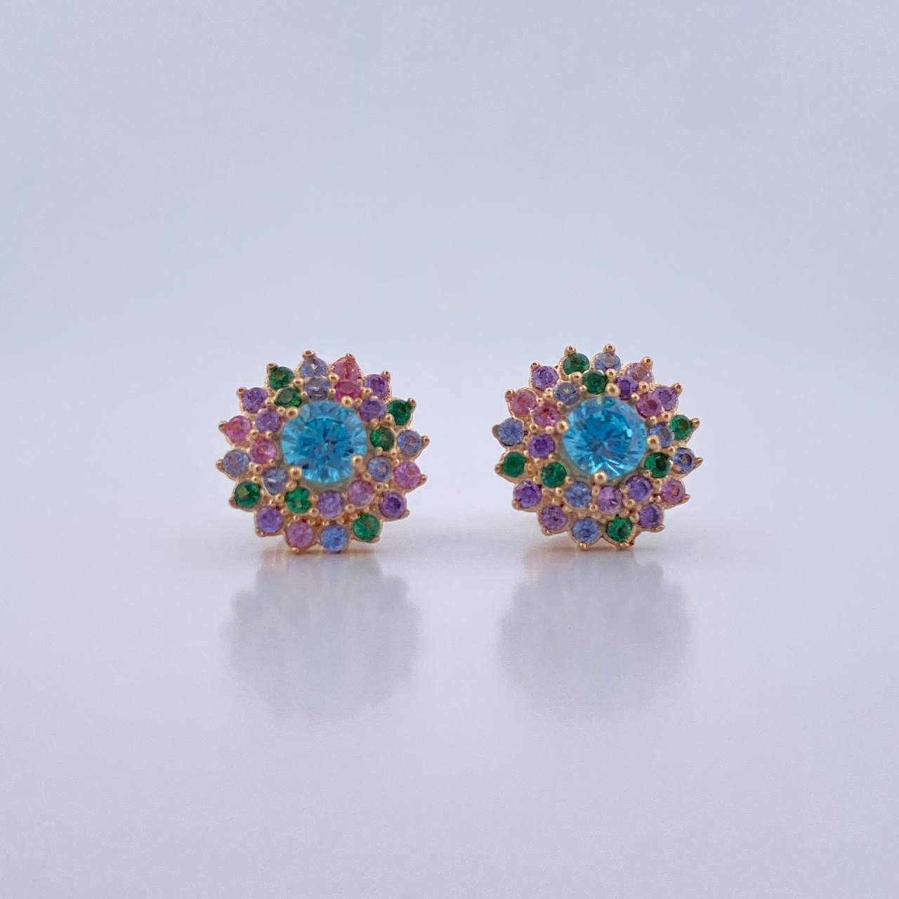 Topos Halo 3.2gr / Circones De Colores Oro Amarillo 18K &