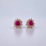 Topos Halo 1.95gr / Circones Fucsias Blancos Oro Amarillo 18K &