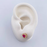 Topos Halo 1.95gr / Circones Fucsias Blancos Oro Amarillo 18K &