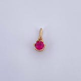 Pendant Halo 0.65gr / White Fuchsia Zircons Yellow Gold 18K &