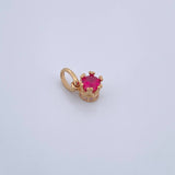 Pendant Halo 0.65gr / White Fuchsia Zircons Yellow Gold 18K &