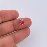 Pendant Halo 0.65gr / White Fuchsia Zircons Yellow Gold 18K &