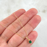 Set Cadena y Dije Aguja Trenzada + Piedra 1.25gr / 17 3/4 in / Oro Amarillo 18K