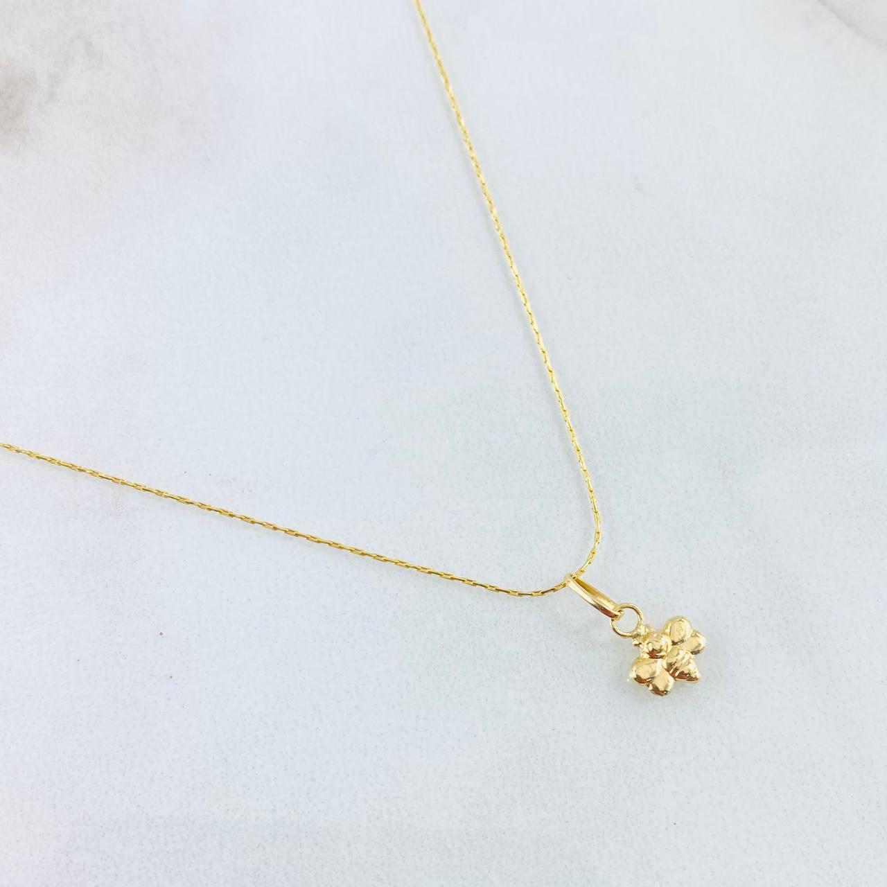 Set Cadena y Dije Aguja Trenzada + Abeja 1.1gr / 17 3/4 in / Oro Amarillo 18K *