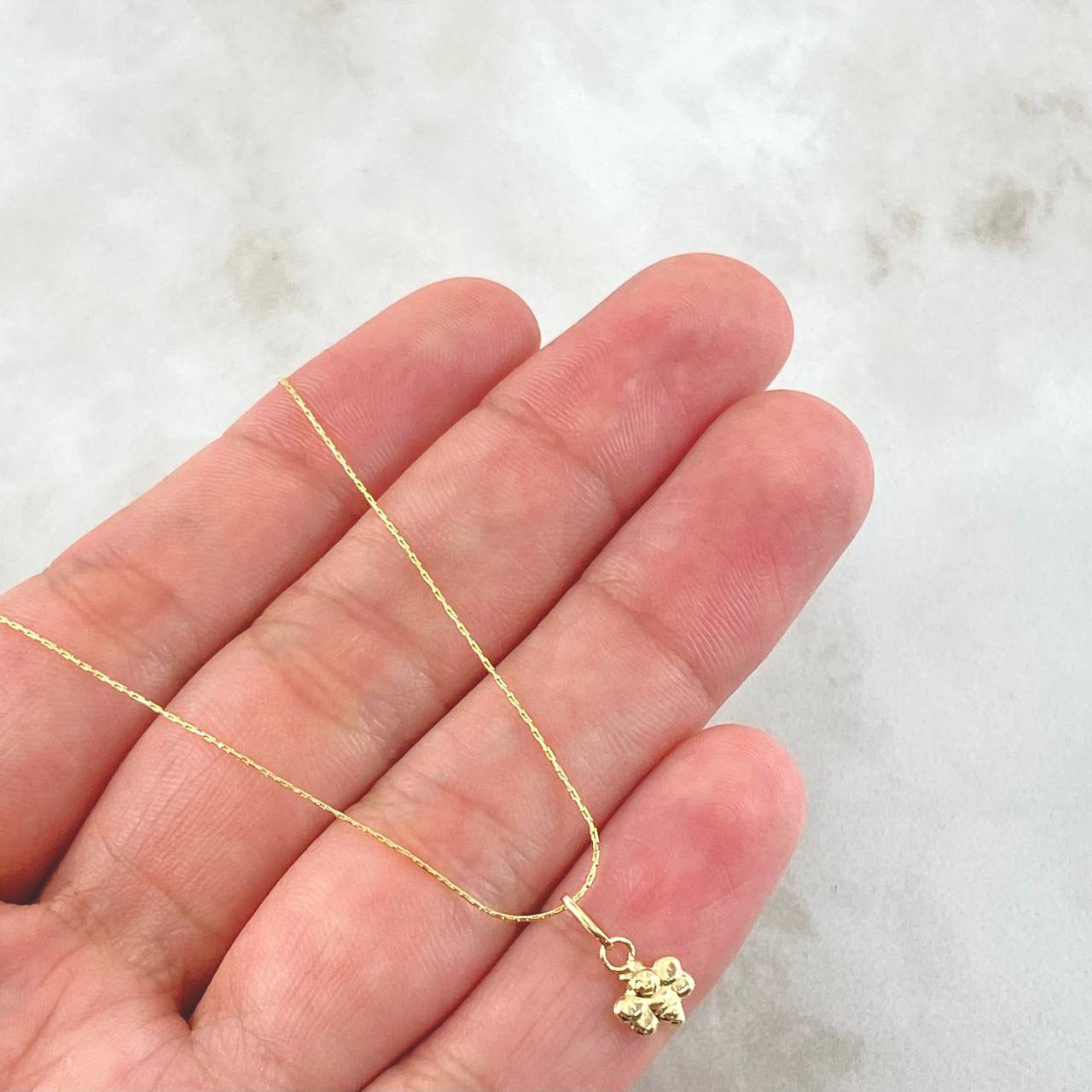 Set Cadena y Dije Aguja Trenzada + Abeja 1.15gr / 17 3/4 in / Oro Amarillo 18K