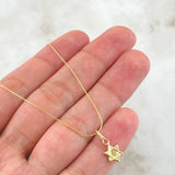 Set Cadena y Dije Aguja Trenzada + Estrella De David 1.15gr / 17 3/4 in / Oro Amarillo 18K