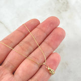 Set Cadena y Dije Aguja Trenzada + Angel 1.15gr / 17 3/4 in / Oro Amarillo 18K