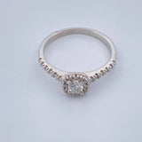 Anillo Halo Cuadrado Diamantes 2gr / T5 / Oro Blanco 18K &