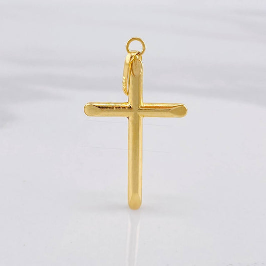 Dije Cruz Puntas Planas 0.8g / 1 1/2 in Oro Amarillo 18K