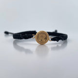 Black Bracelet Charm Letter R 0.55gr / Stamped 18K Yellow Gold &