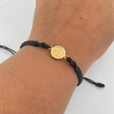 Black Bracelet Charm Letter R 0.55gr / Stamped 18K Yellow Gold &