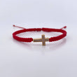 Red Bracelet Charm Cross 1.2gr / White Zircons   18K Yellow Gold &