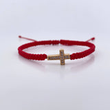 Red Bracelet Charm Cross 1.2gr / White Zircons   18K Yellow Gold &