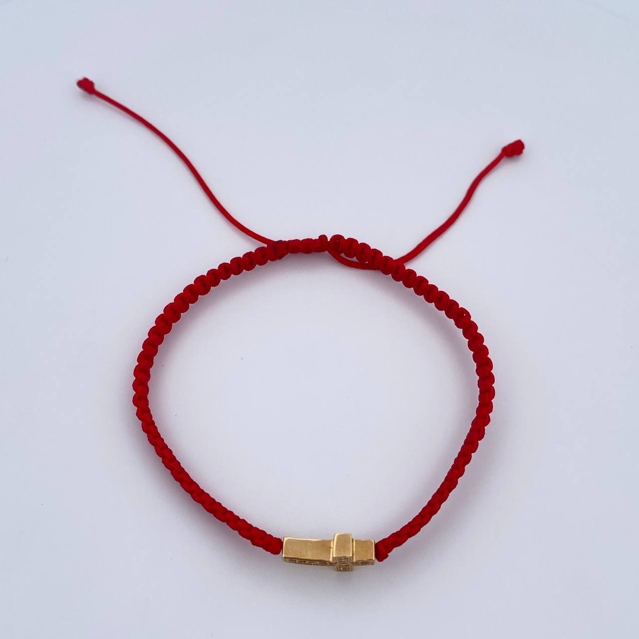 Red Bracelet Charm Cross 1.2gr / White Zircons   18K Yellow Gold &