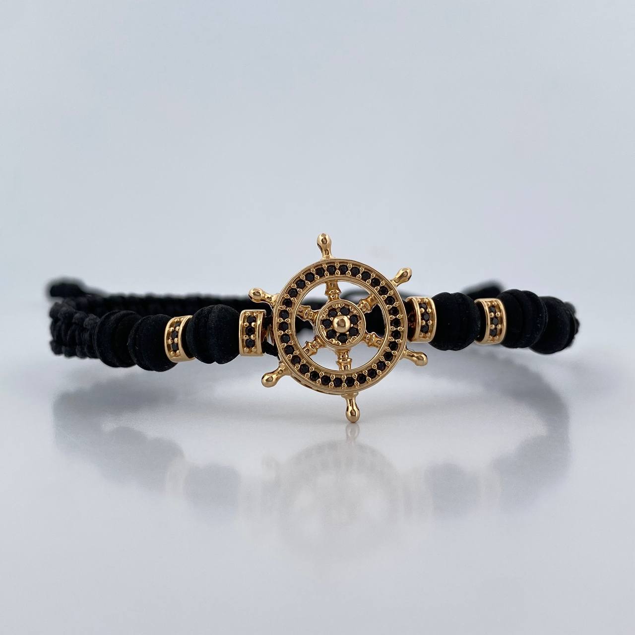 Black Bracelet Charm Timon 3.8gr / Black Zircons Neoprenes 18K Yellow Gold &