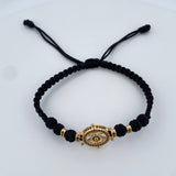 Black Bracelet Charm Timon 3.8gr / Black Zircons Neoprenes 18K Yellow Gold &