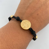 Black San Benito Bracelet 2.4gr / 6mm-3mm Beads Diamond Cut Neoprenes 18K Yellow Gold &