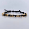 Pulsera Negra Herrajes Lunas 6.7gr / Neoprenos Oro Amarillo 18K &