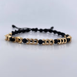 Pulsera Negra Herrajes Lunas 6.7gr / Neoprenos Oro Amarillo 18K &