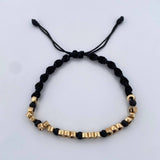 Pulsera Negra Herrajes Lunas 6.7gr / Neoprenos Oro Amarillo 18K &